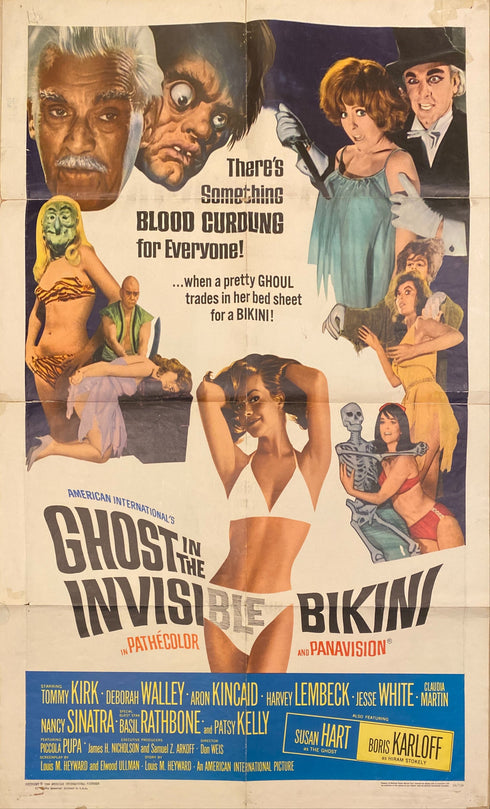 ghost in the invisible bikini 1966 one sheet poster folded
